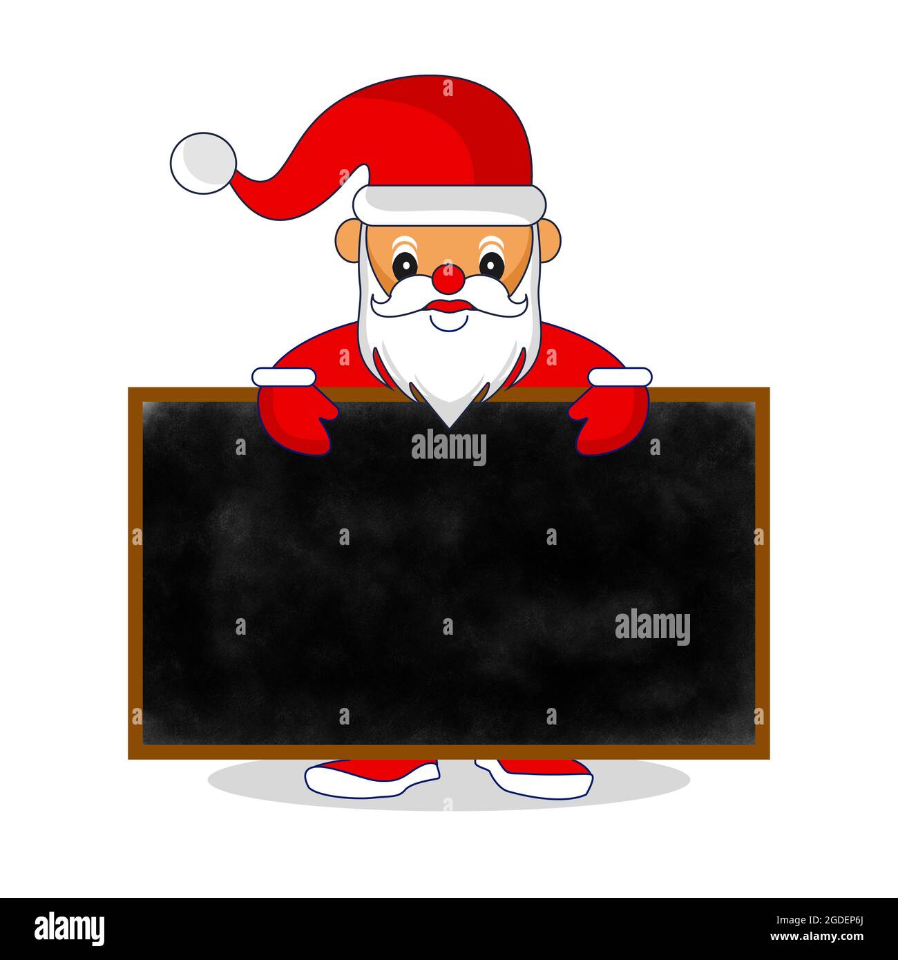 Vector illustration of cartoon santa claus carrying a blackboard. learn online. Merry Christmas. Holiday. present Stock Vector