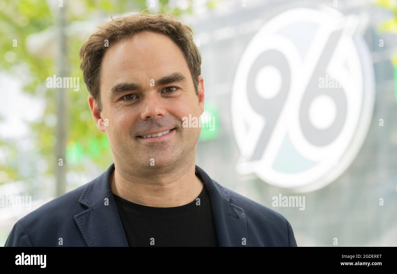 Hanover, Germany. 12th Aug, 2021. Robert Schäfer, Managing Director of the Hannover 96 group of companies, stands at the HDI Arena for photo shoots. Credit: Julian Stratenschulte/dpa/Alamy Live News Stock Photo