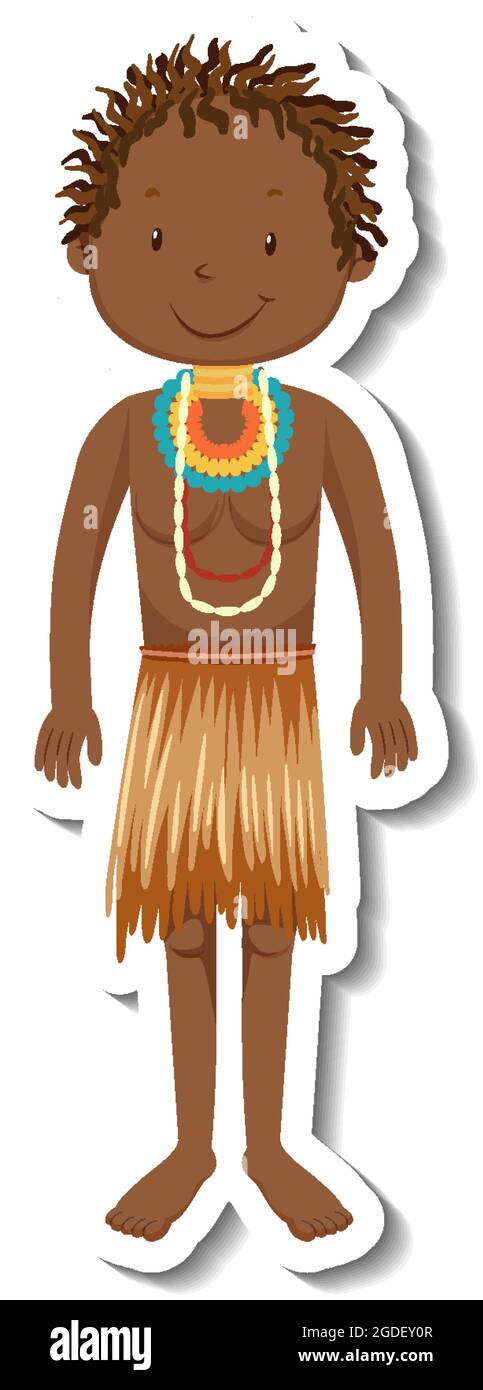 African tribal man cartoon character sticker illustration Stock Vector ...