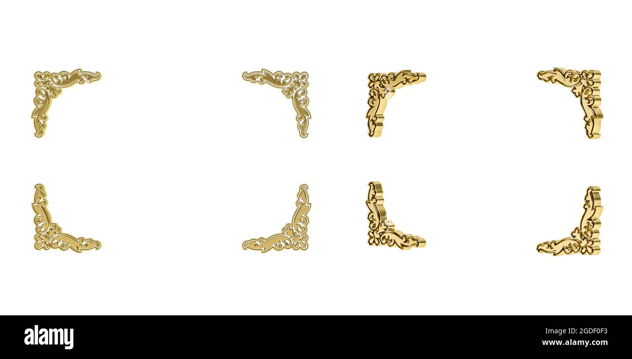 Golden 3D decorative ornament isolated on white background - 3d render ...