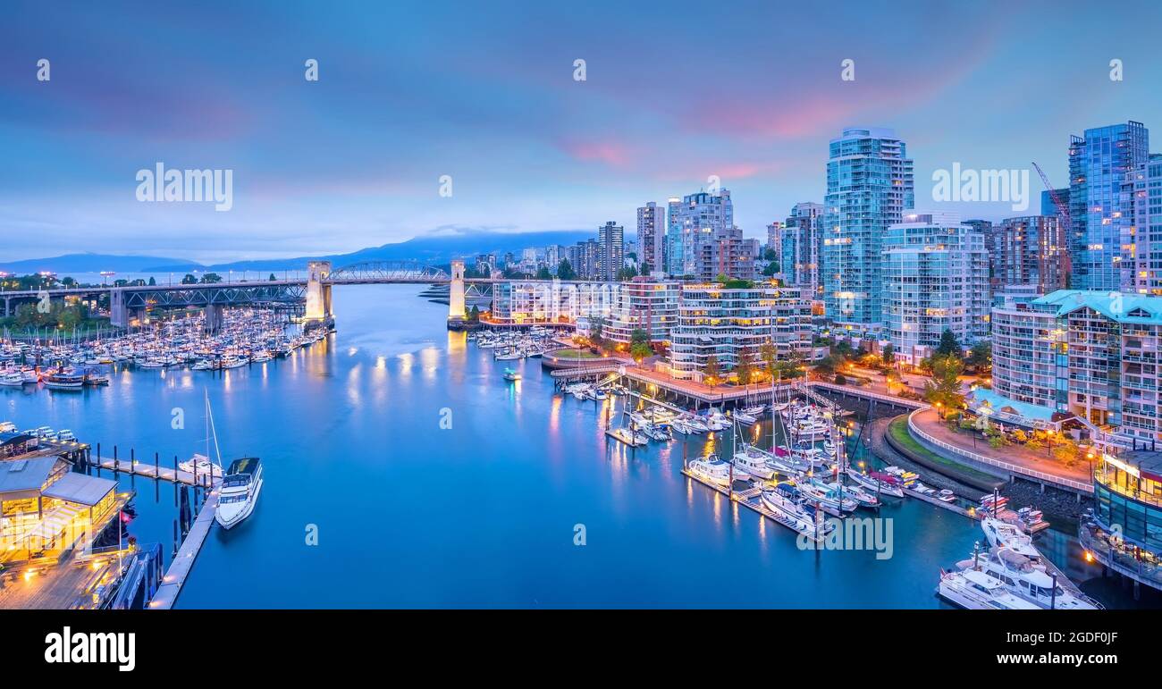 Beautiful view of downtown Vancouver skyline, British Columbia, Canada ...