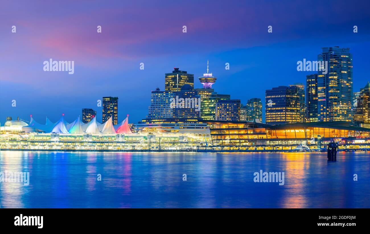 Beautiful view of downtown Vancouver skyline, British Columbia, Canada ...