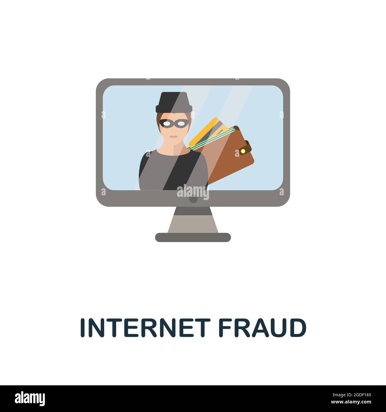 Internet Fraud flat icon. Colored sign from dark web collection. Creative Internet Fraud icon illustration for web design, infographics and more Stock Vector