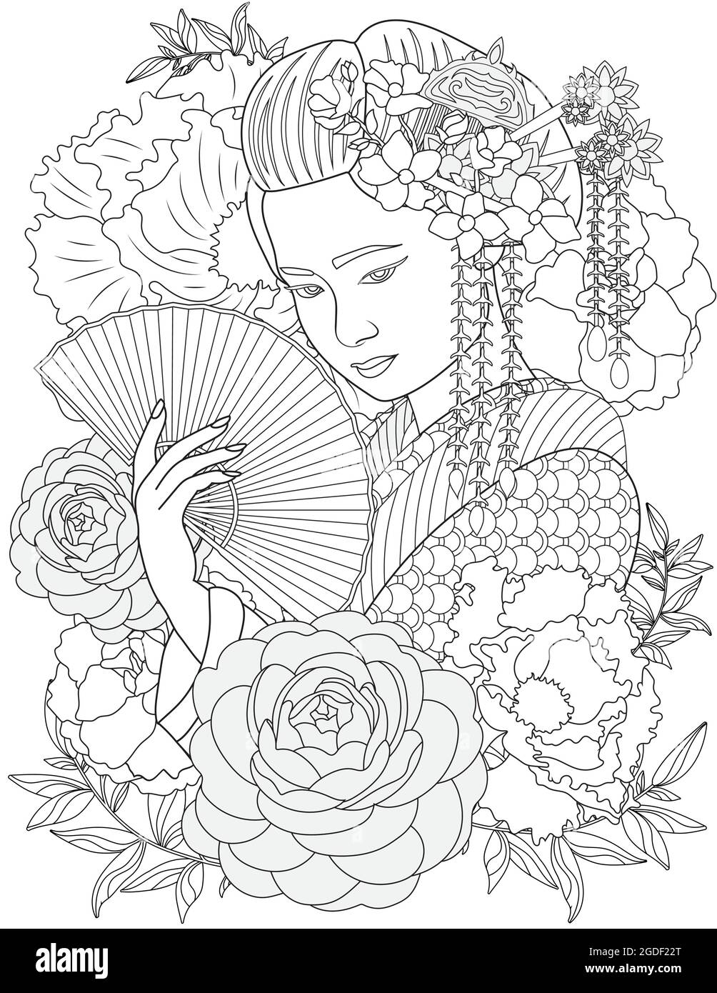 Hand Fan Coloring Page