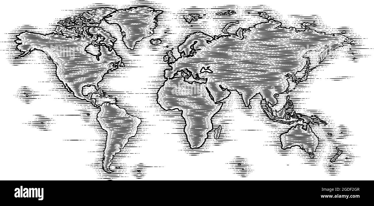 Large World Map drawing free image download-saigonsouth.com.vn