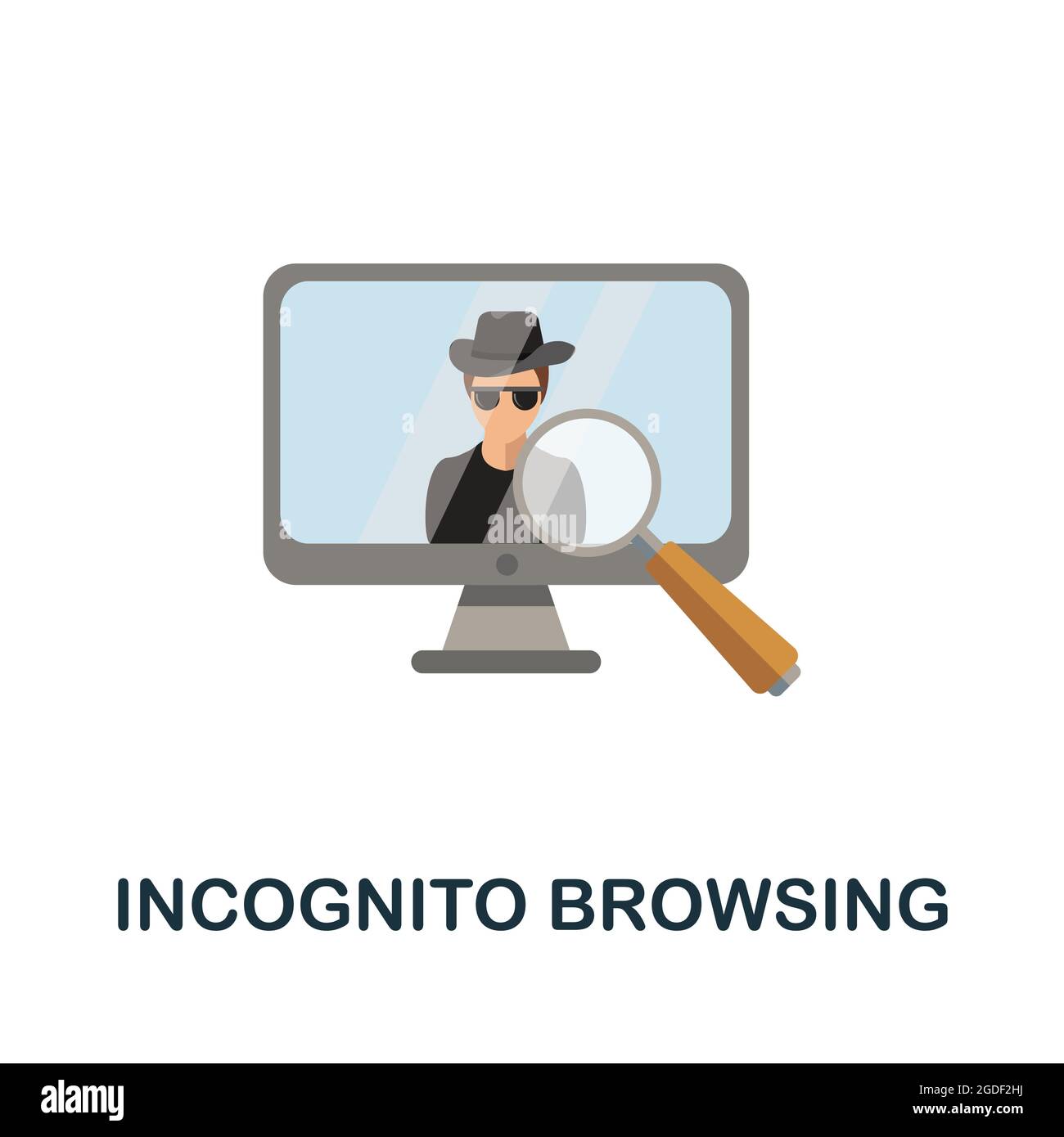 Incognito Browsing flat icon. Colored sign from dark web collection. Creative Incognito Browsing icon illustration for web design, infographics and Stock Vector