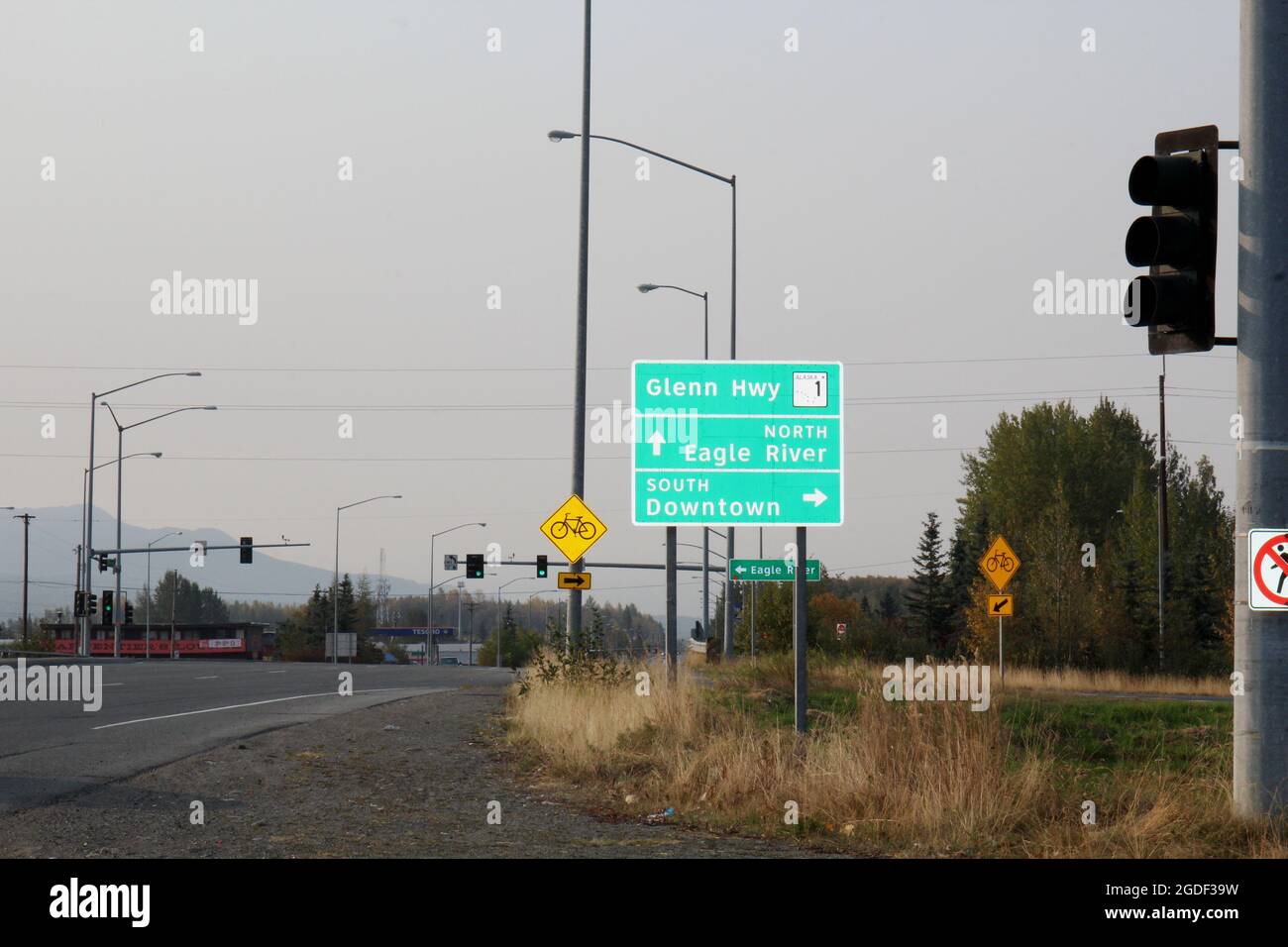 Glenn Highway 1 in Alaska, USA Stock Photo
