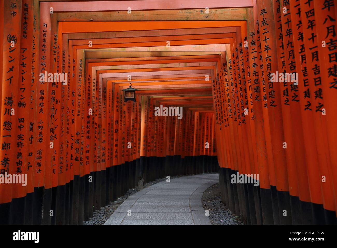 Red Tori Gate At Fushimi Inari Shrine In Kyoto Japan Stock Photo Alamy