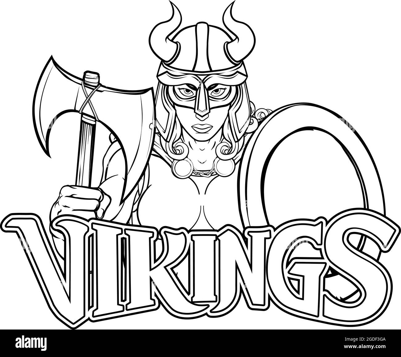 Viking Female Gladiator Warrior Woman Team Mascot Stock Vector