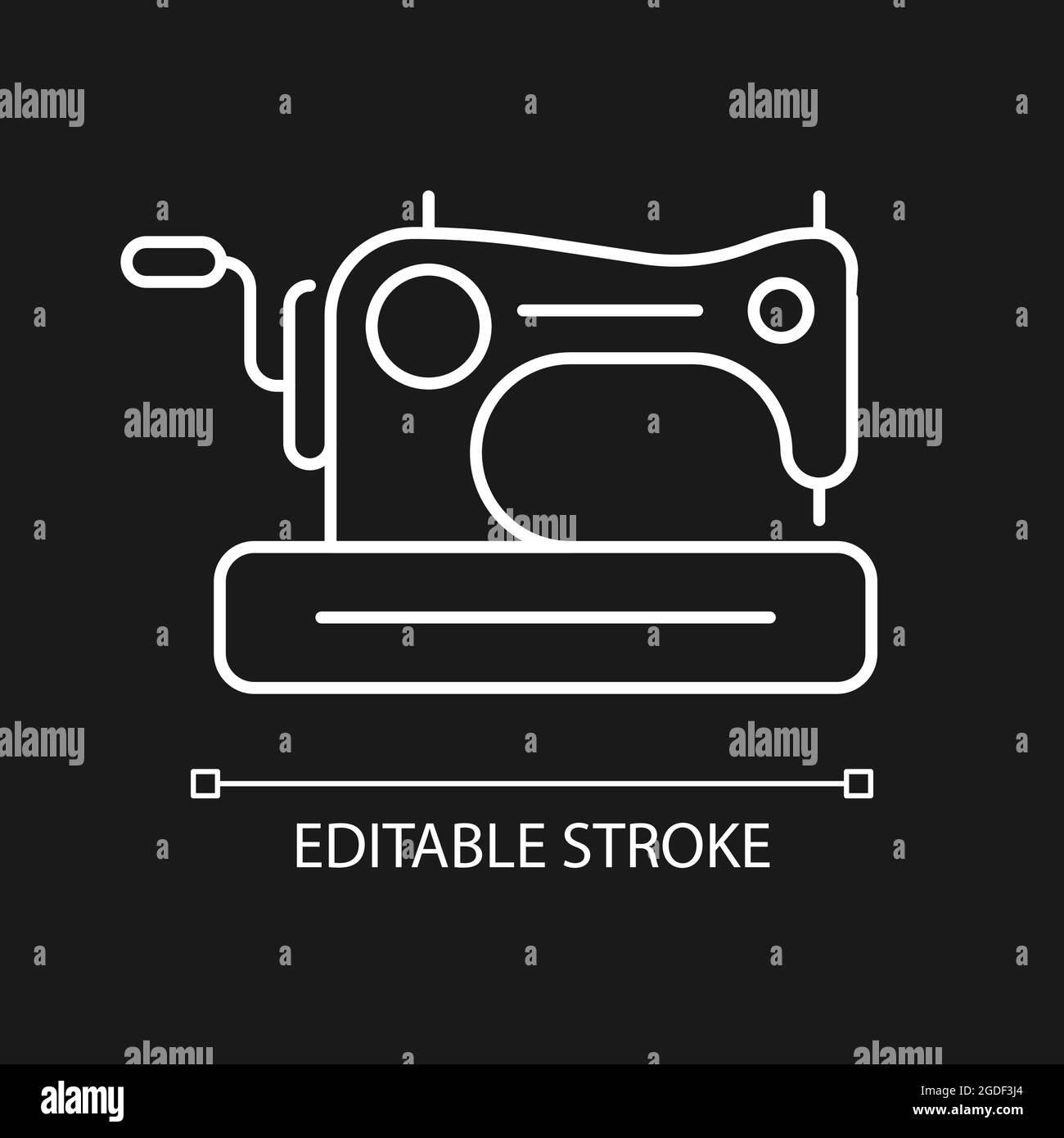 Antique sewing machine white linear icon for dark theme Stock Vector ...
