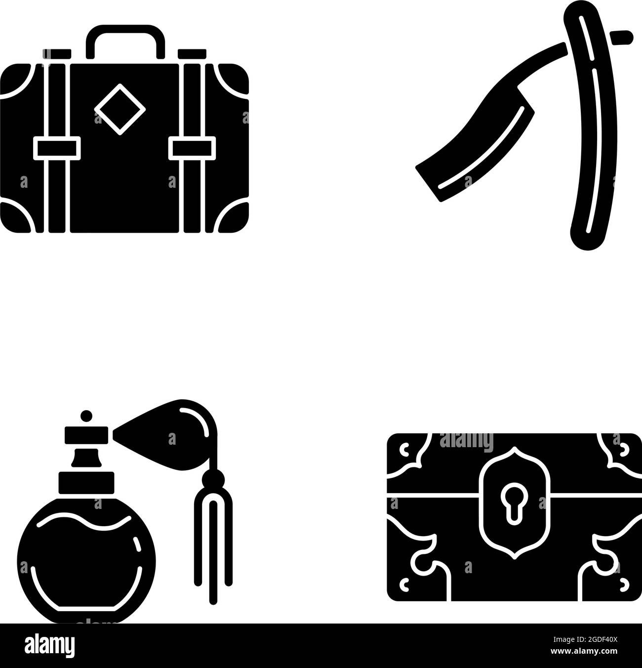 Vintage collection black glyph icons set on white space Stock Vector ...