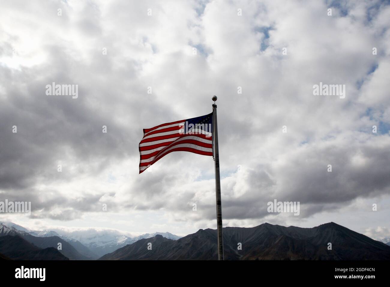 amerikanische Flagge im Denali Nationalpark in Alaska, USA. Stock Photo
