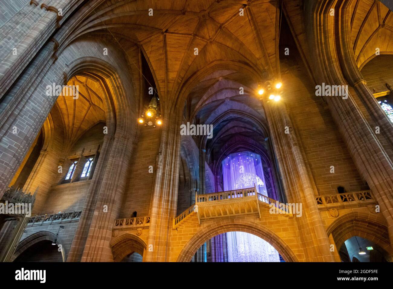 Peace Doves, an art work by Peter Walker, Inside the Liverpool Cathedral Stock Photo