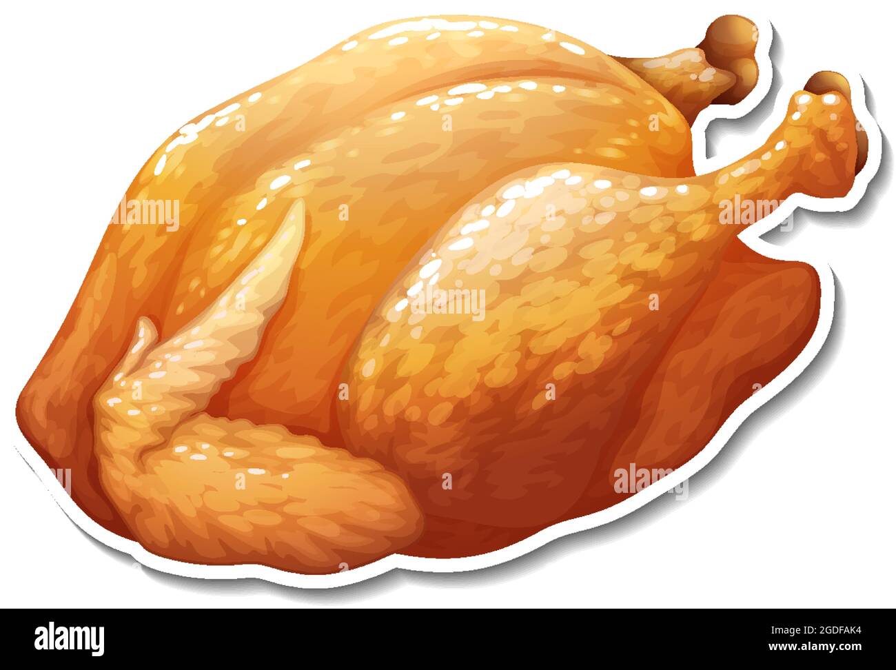 Fried chicken sticker on white background illustration Stock Vector