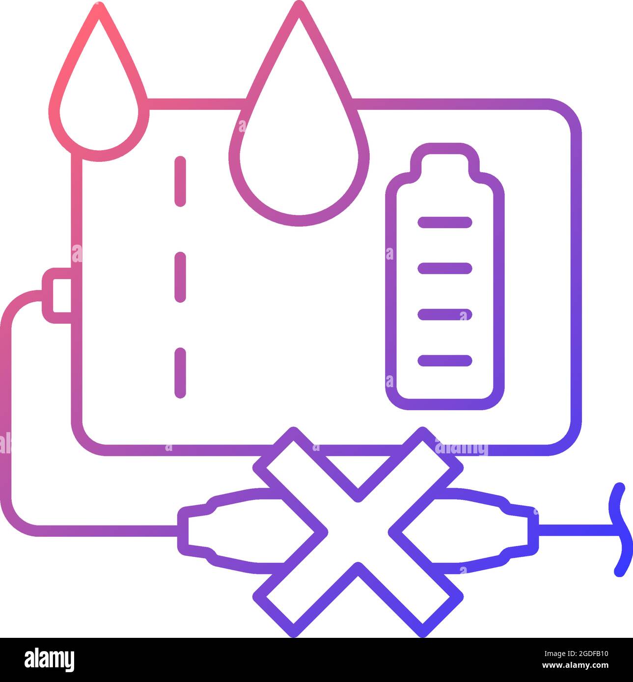 Unplug power bank if wet gradient linear vector manual label icon Stock Vector