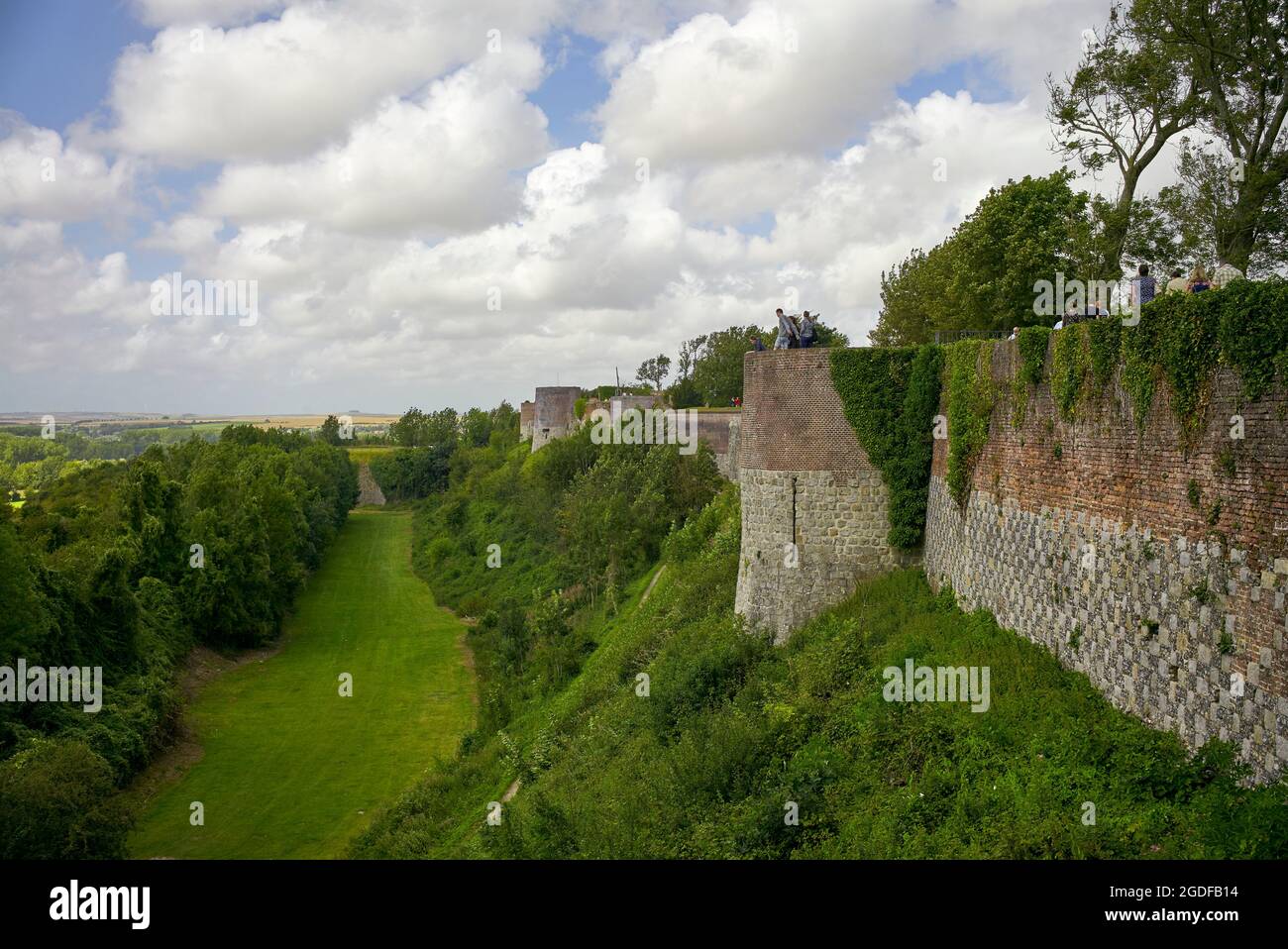View of the ramparts of the popular tourist town of Montreuil sur Mer, Nord  Pas de Calais, Northern France. Stock Photo