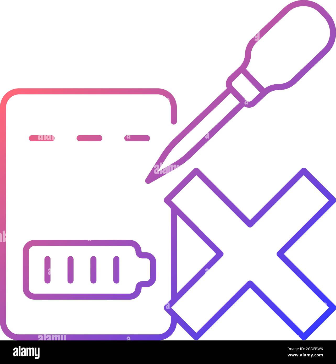Dont puncture powerbank gradient linear vector manual label icon Stock Vector