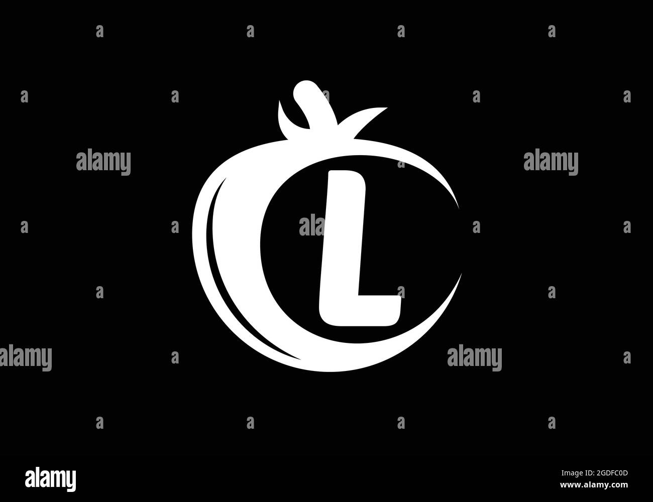 Initial L monogram alphabet with tomato. Tomato logo design template. Font emblem. Modern vector logo for organic food business, and company identity Stock Vector