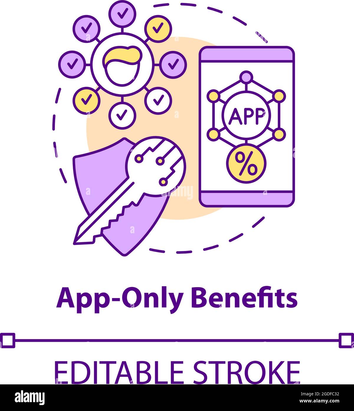 App-only benefits concept icon Stock Vector