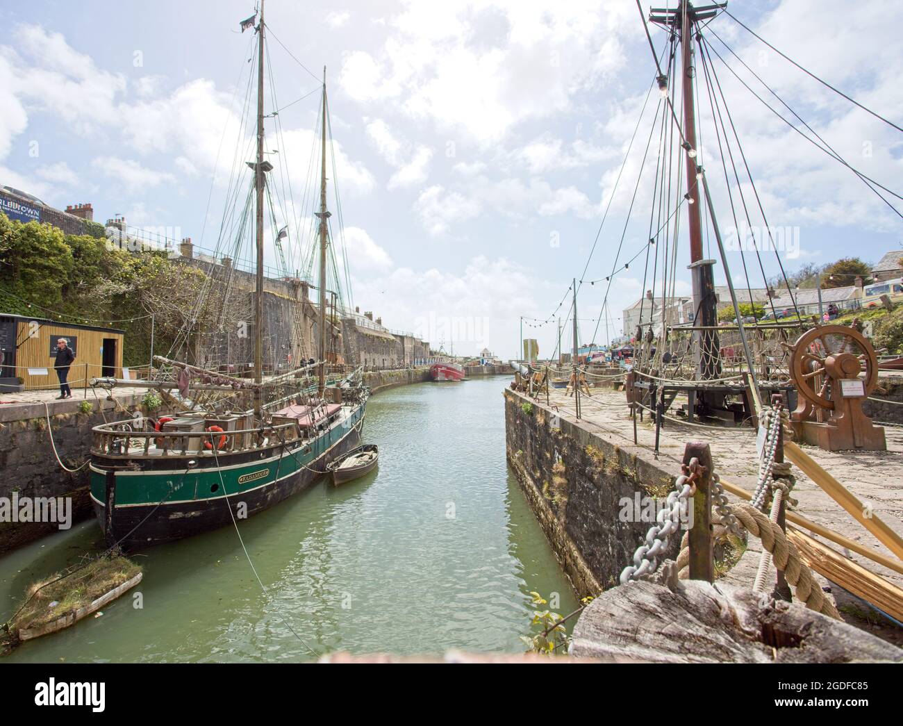 The ancient historic harbour at Charlestown, Cornwall, England, UK. Stock Photo