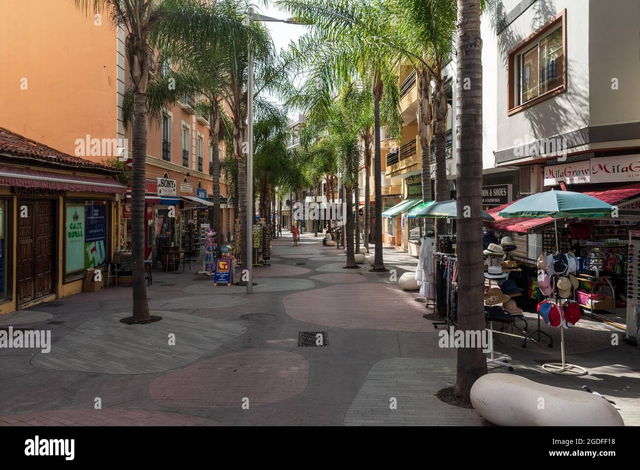 Empty streets of a popular tourist town on the island of Tenerife