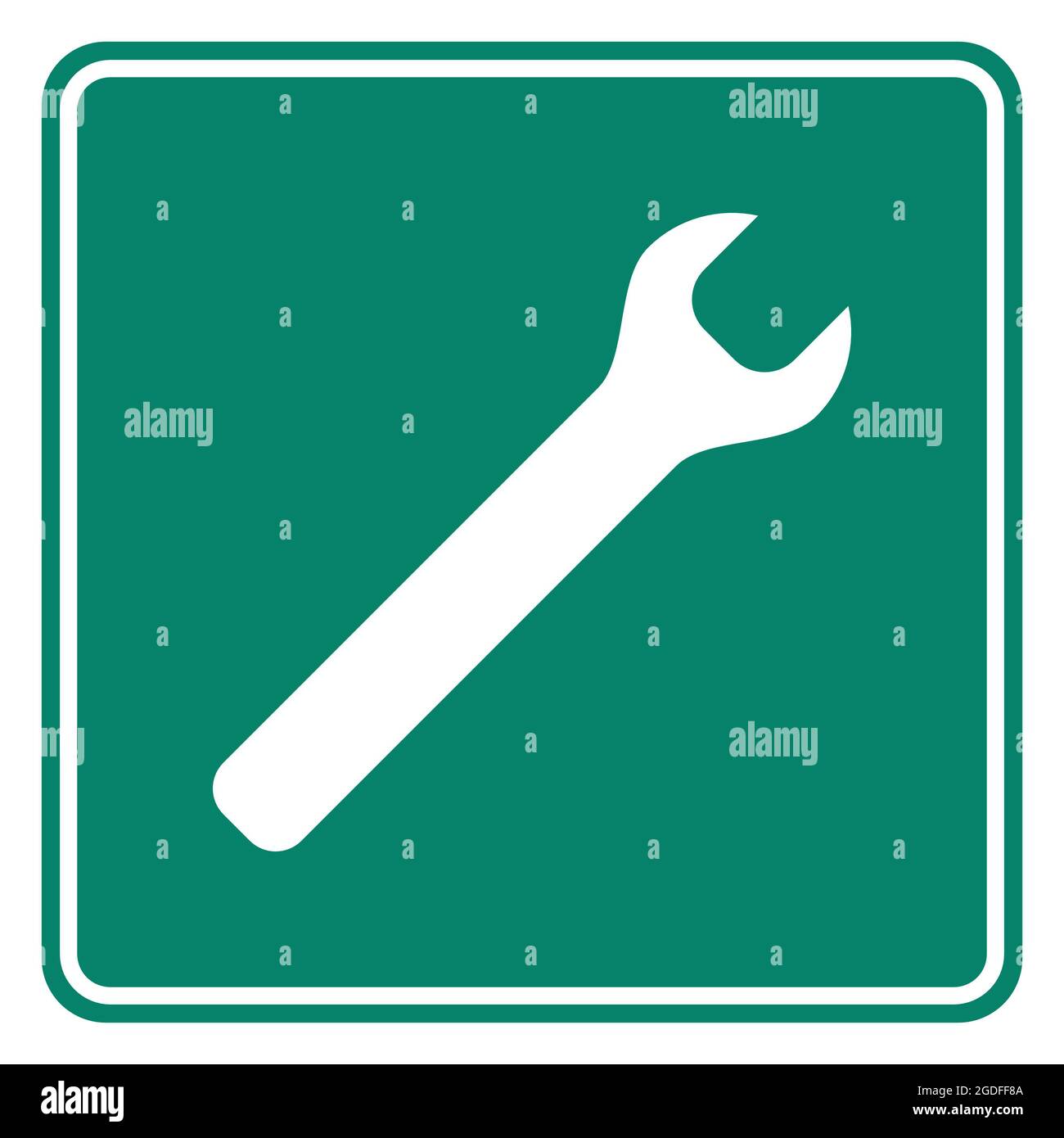 Wrench and road sign Stock Photo Alamy