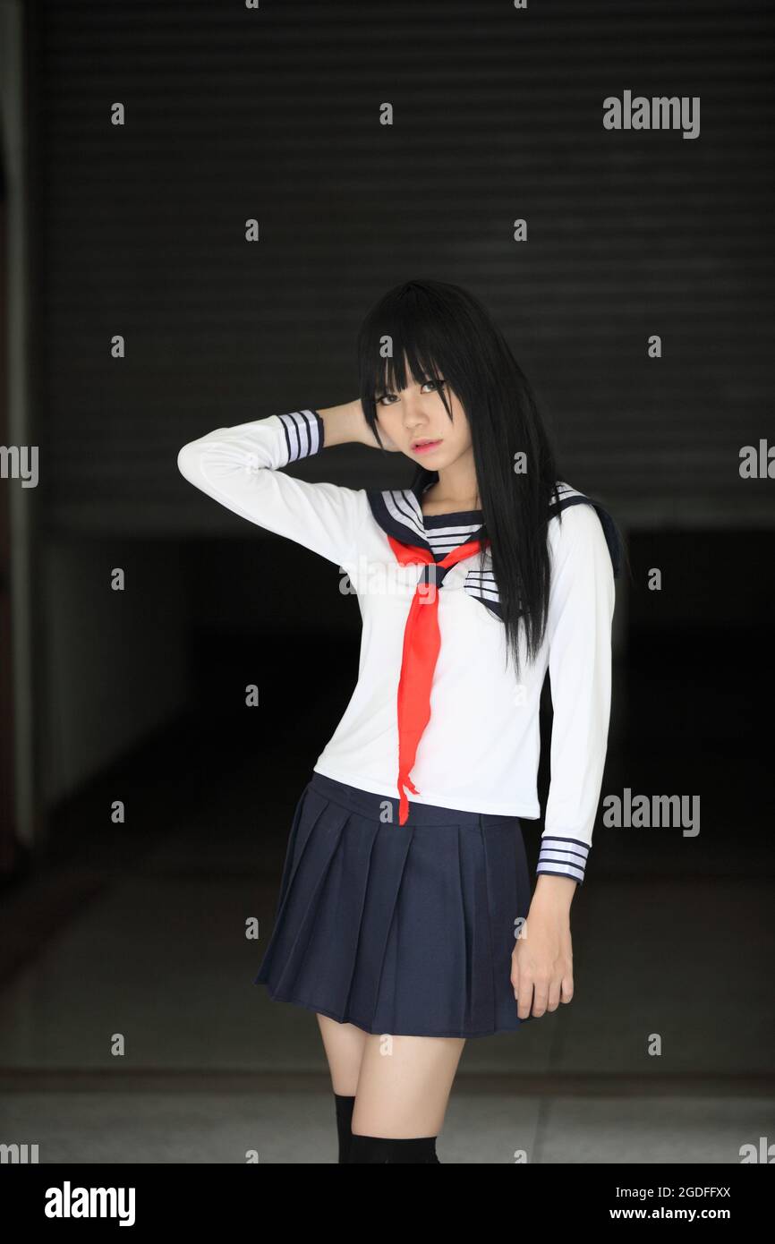 japanese asian schoolgirl Stock Photo