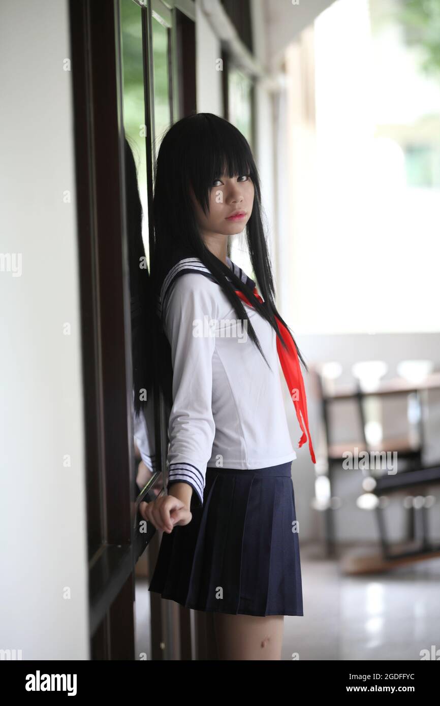 Licensed to schoolgirls-asia.com japanese asian schoolgirl Stock Photo - Alamy