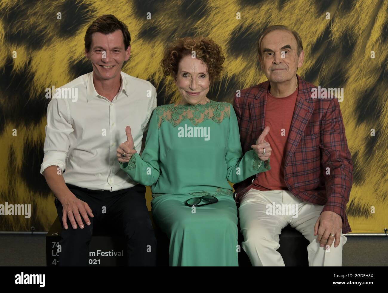 Locarno, Switzerland. 13th Aug, 2021. Locarno, Switzerland Locarno Film Festival 2021 100 Minutes fim photocall Gleb Panfilov director, Filipp Yankovsky, Inna Churikova actors In the photo: Filipp Yankovsk, Inna Churikova actors, Gleb Panfilov director Credit: Independent Photo Agency/Alamy Live News Stock Photo