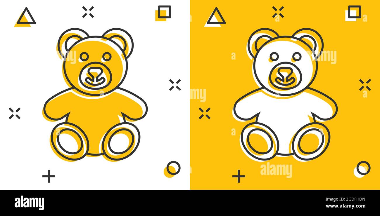 Vector cartoon teddy bear plush toy icon in comic style. Teddy toy sign  illustration pictogram. Bear business splash effect concept Stock Vector  Image & Art - Alamy