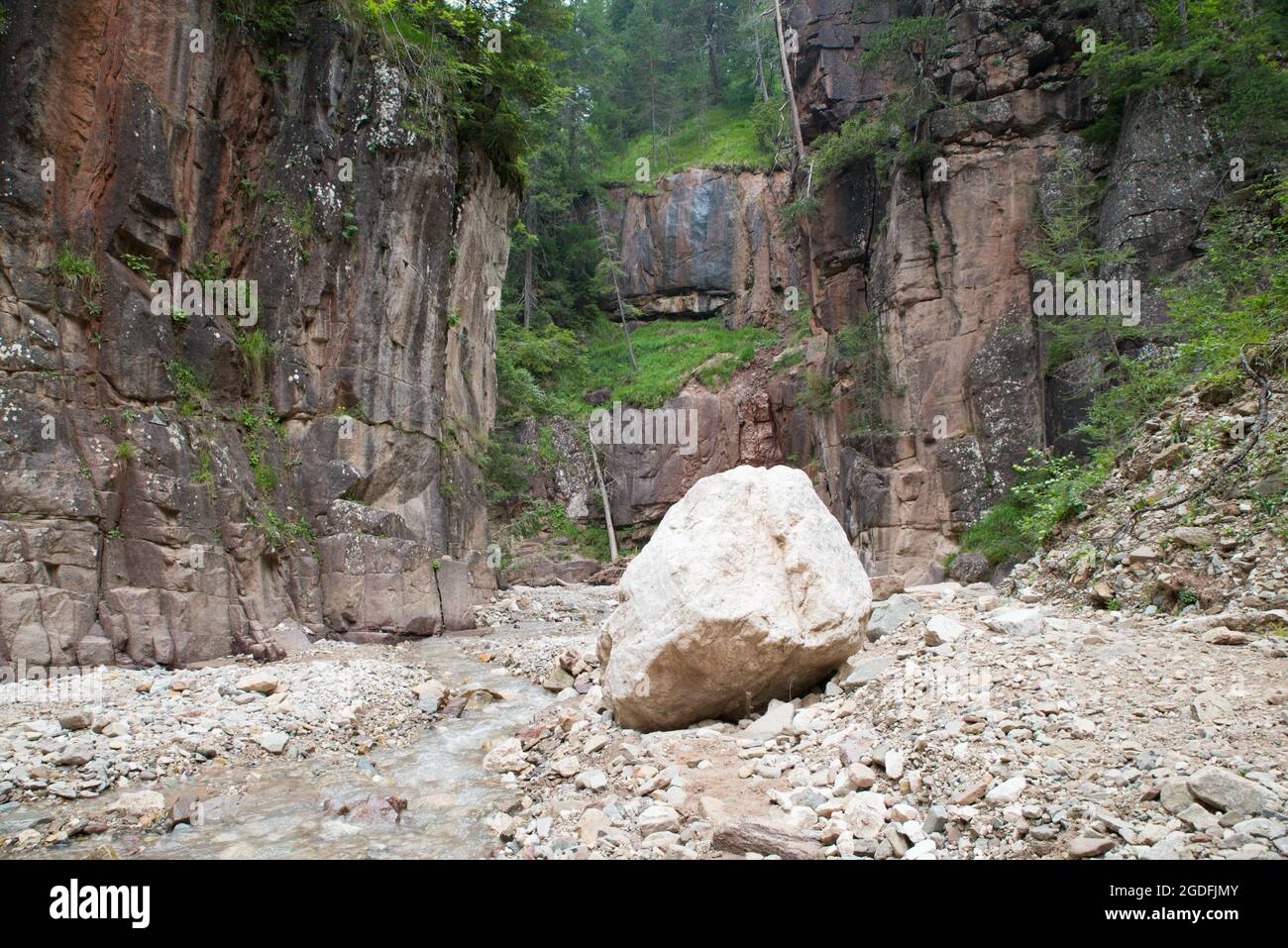 Bletterbach Gorge in the Dolomites in Italy Stock Photo