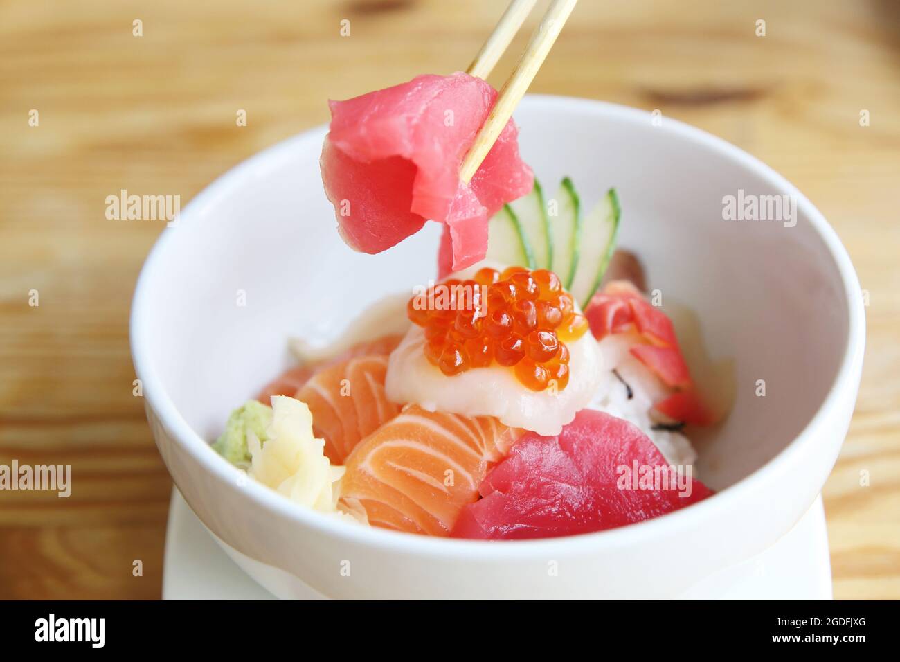 salmon sushi rice don Stock Photo Alamy