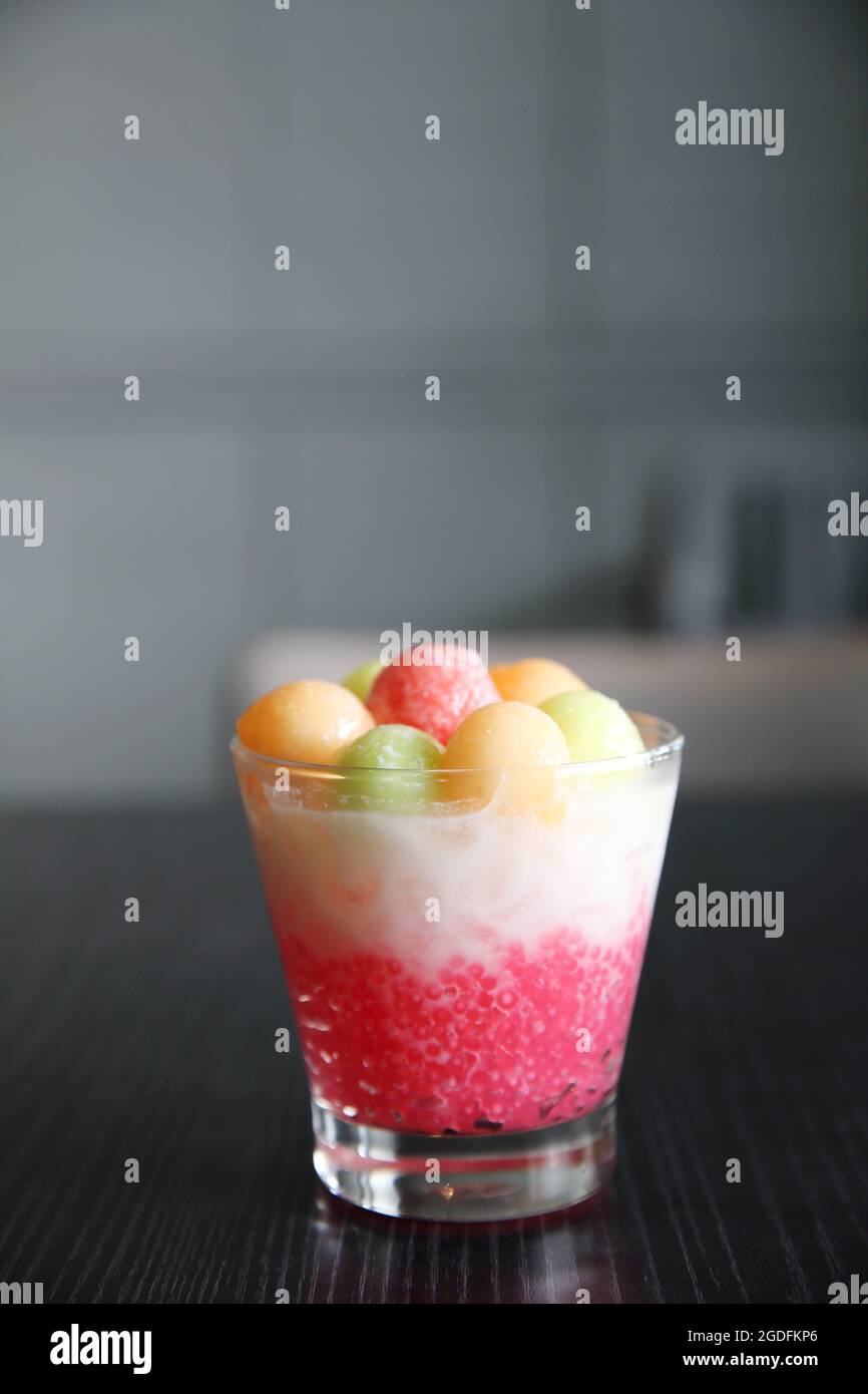 Tapioca pearl pudding with fruits Stock Photo Alamy