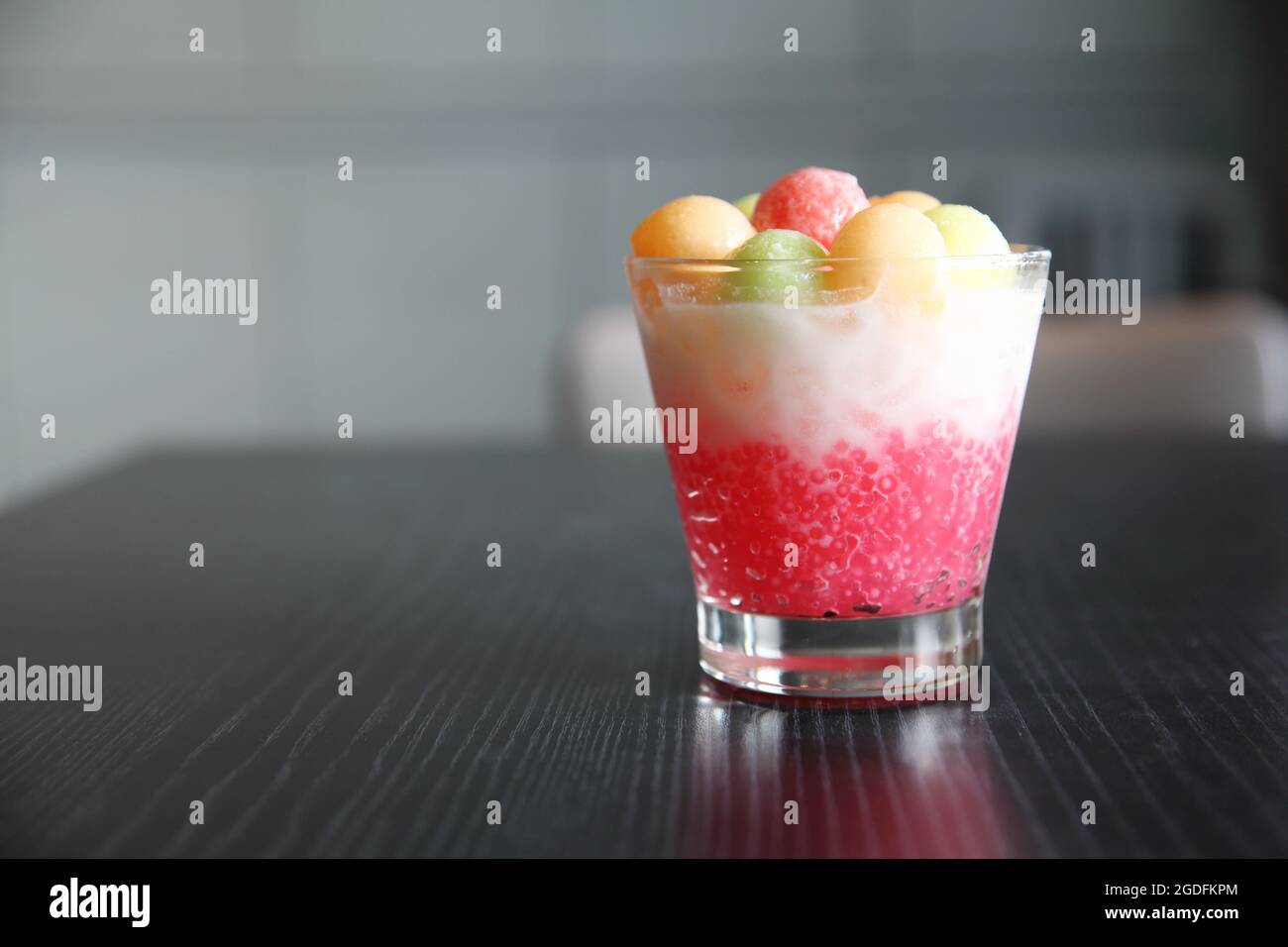 Tapioca pearl pudding with fruits Stock Photo Alamy