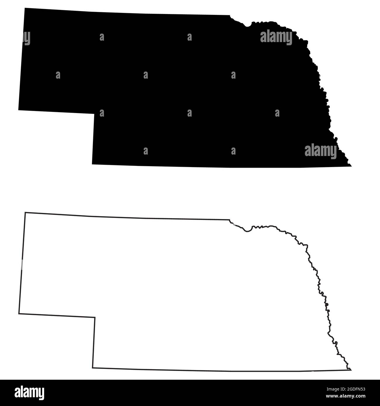 Nebraska black map on white background. Outline Map of Nebraska sign