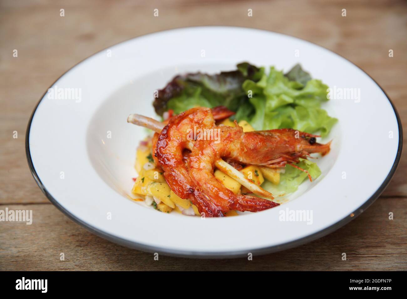 grilled prawns with mango sauce Stock Photo Alamy
