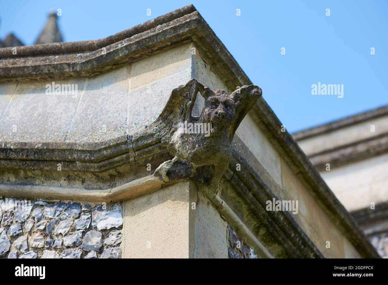 Gargoyle above the entrance to St Mary's church, Old Amersham, Buckinghamshire, Southern England Stock Photo