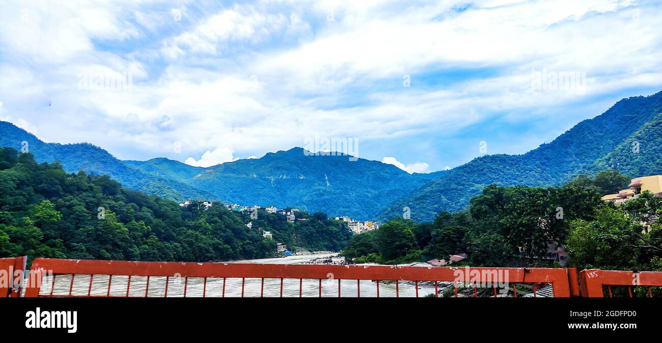 Beautiful mountain & cloudy sky view of Jammu and Kashmir state, India Stock Photo