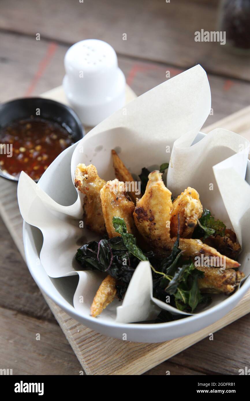 Fried Chicken Asian style Thai Food Stock Photo
