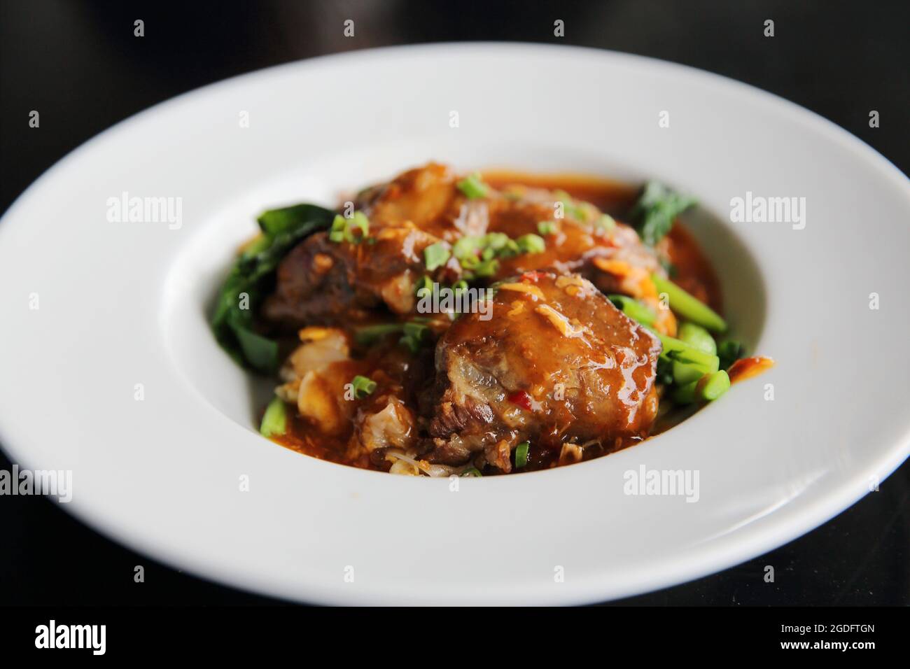 stir fried instant noodle with Pork ribs Stock Photo