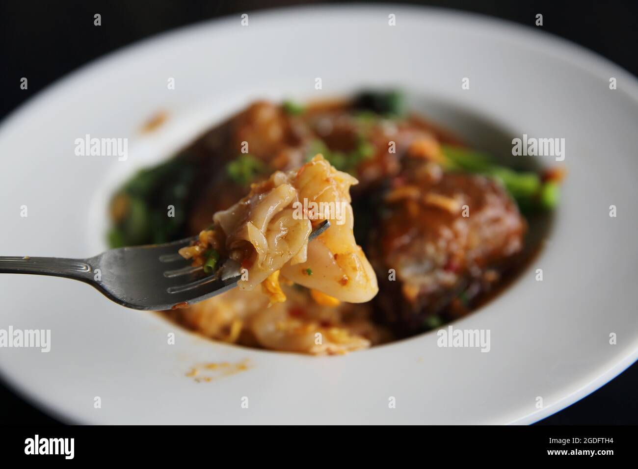 stir fried instant noodle with Pork ribs Stock Photo