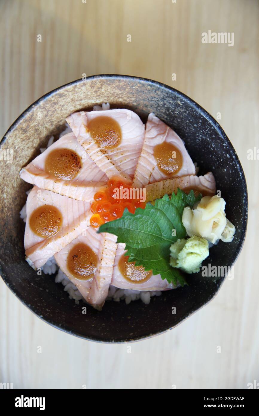 salmon sushi rice don , Japanese food Stock Photo Alamy