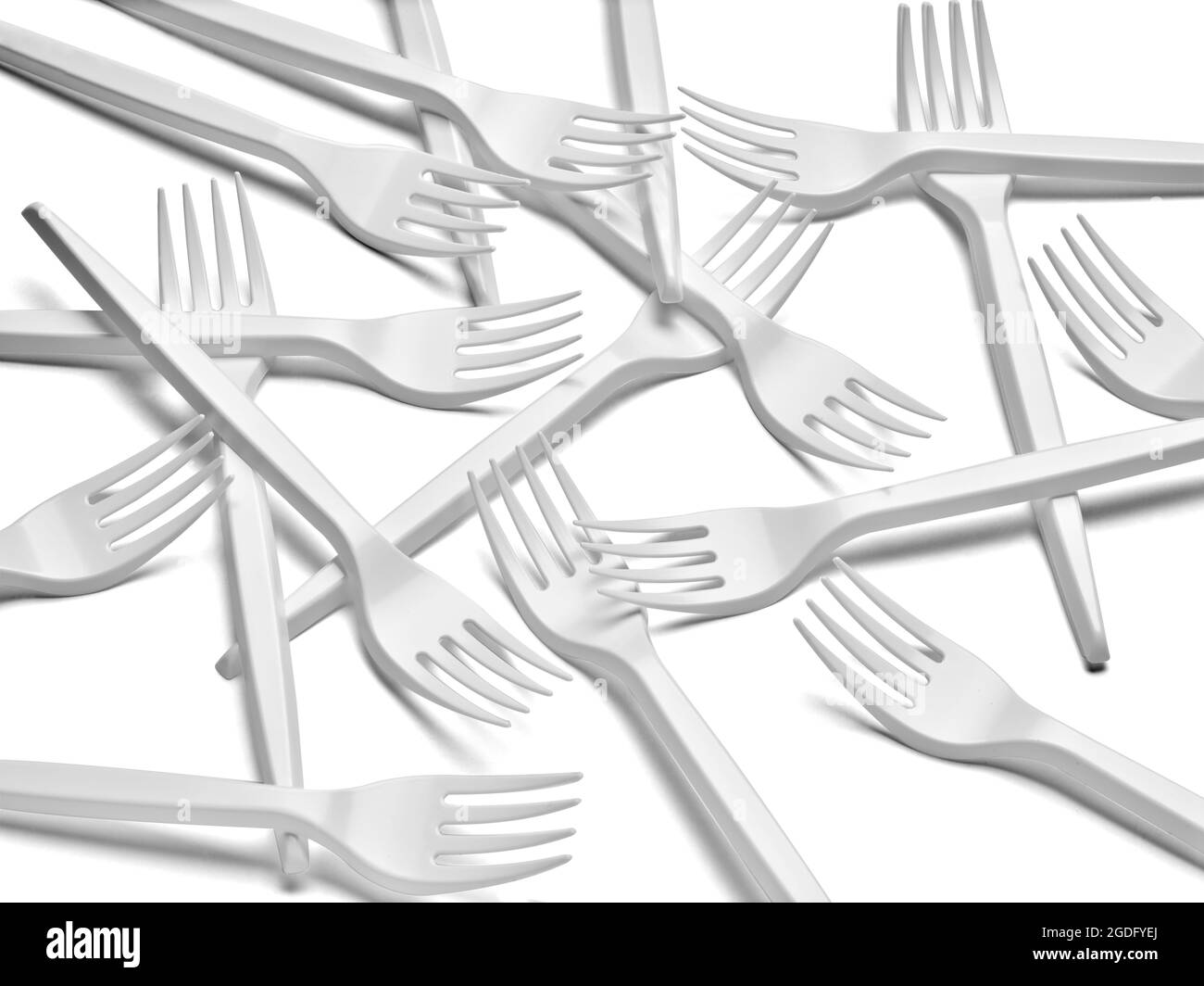plastic cutlery fork utensil recycling disposable Stock Photo