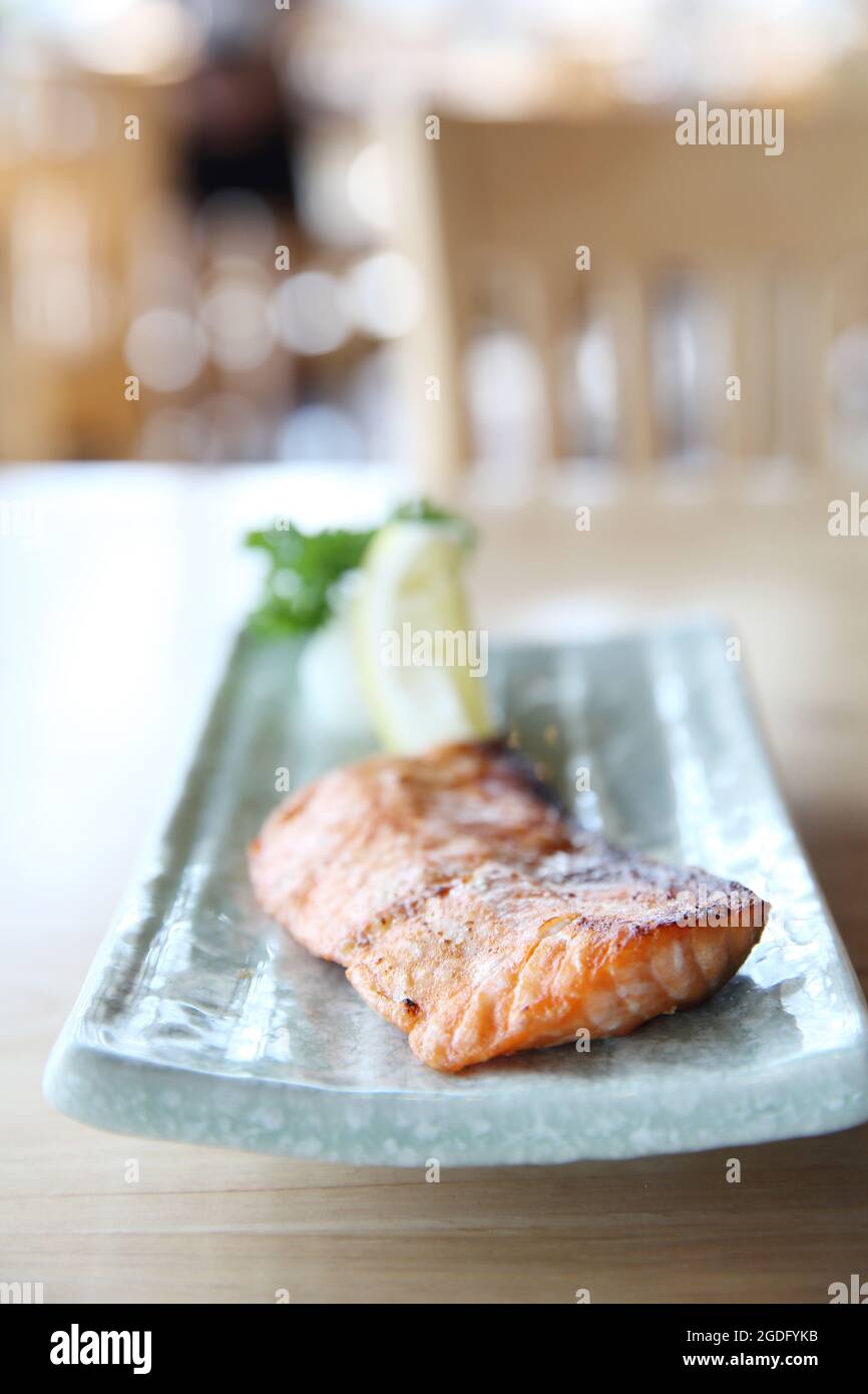 baked salmon , grilled salmon in Japanese style Stock Photo - Alamy