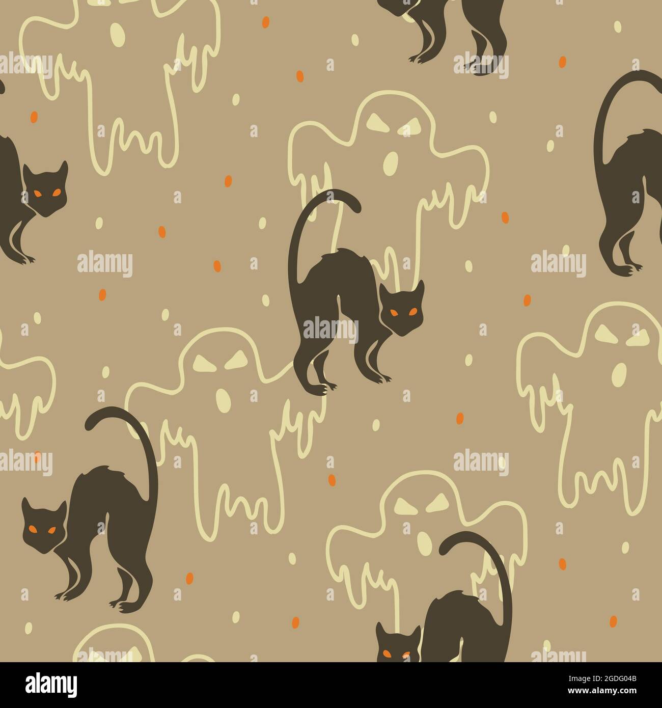 Seamless vector pattern with scared black cats and ghosts on light grey  background Cute Halloween wallpaper design Stock Vector Image  Art  Alamy