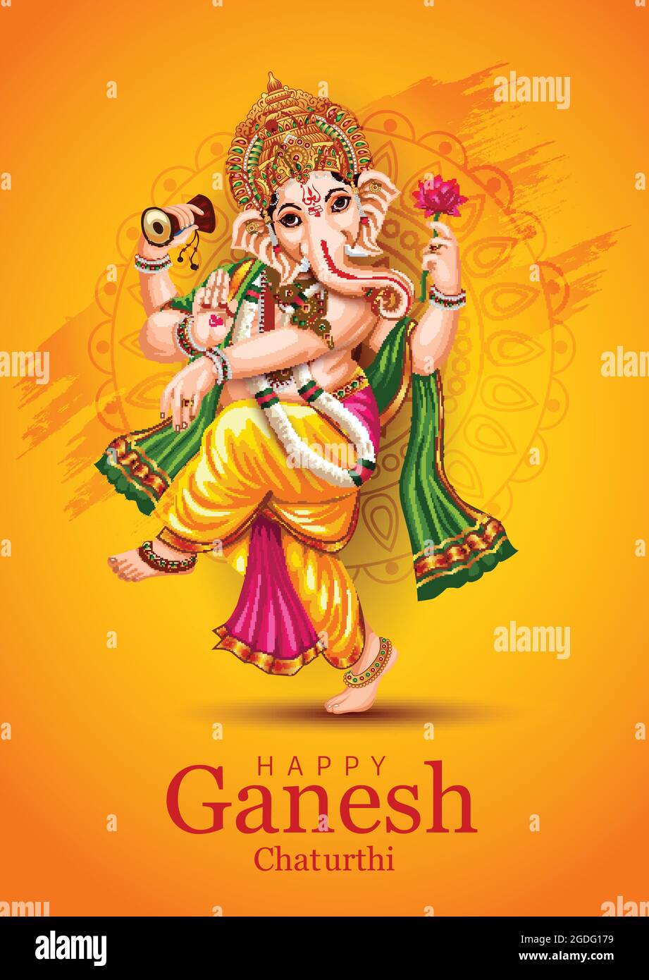 happy Ganesh Chaturthi greetings. vector illustration design Stock ...