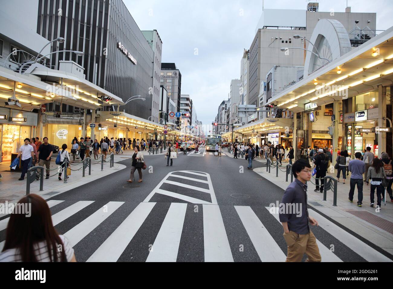 KYOTO, JAPAN - June 4, 2016: People walk in downtown street Kyoto, Japan. Stock Photo