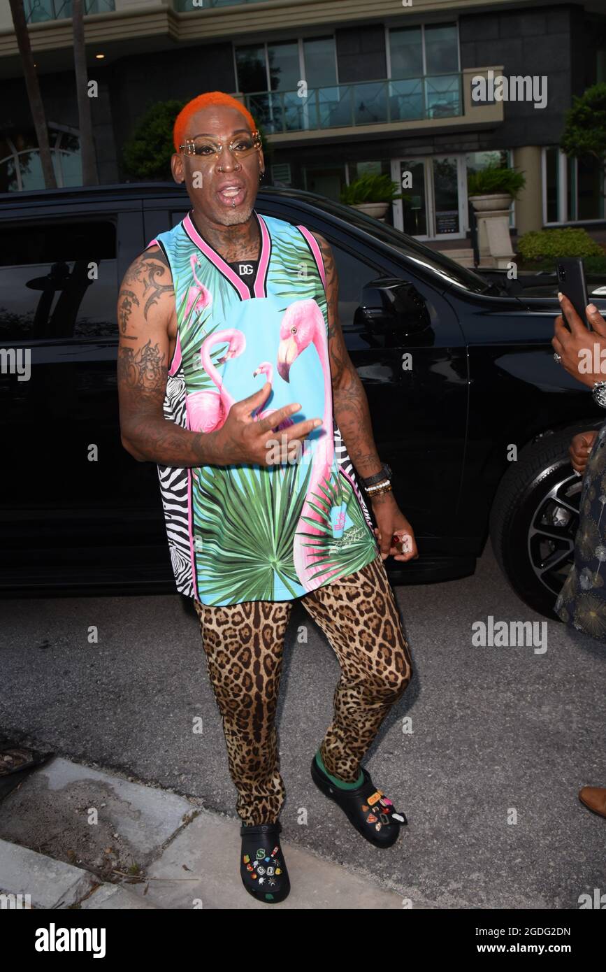 Dennis Rodman arrives to his event. ManTFup, a brand created by South