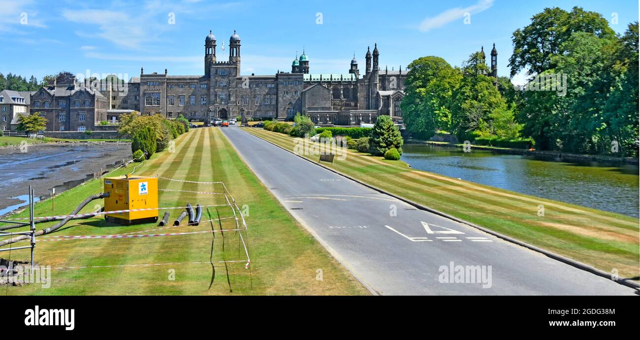 Stonyhurst College coeducational Roman Catholic education independent private day & boarding school one lake being pumped out Clitheroe Lancashire Stock Photo