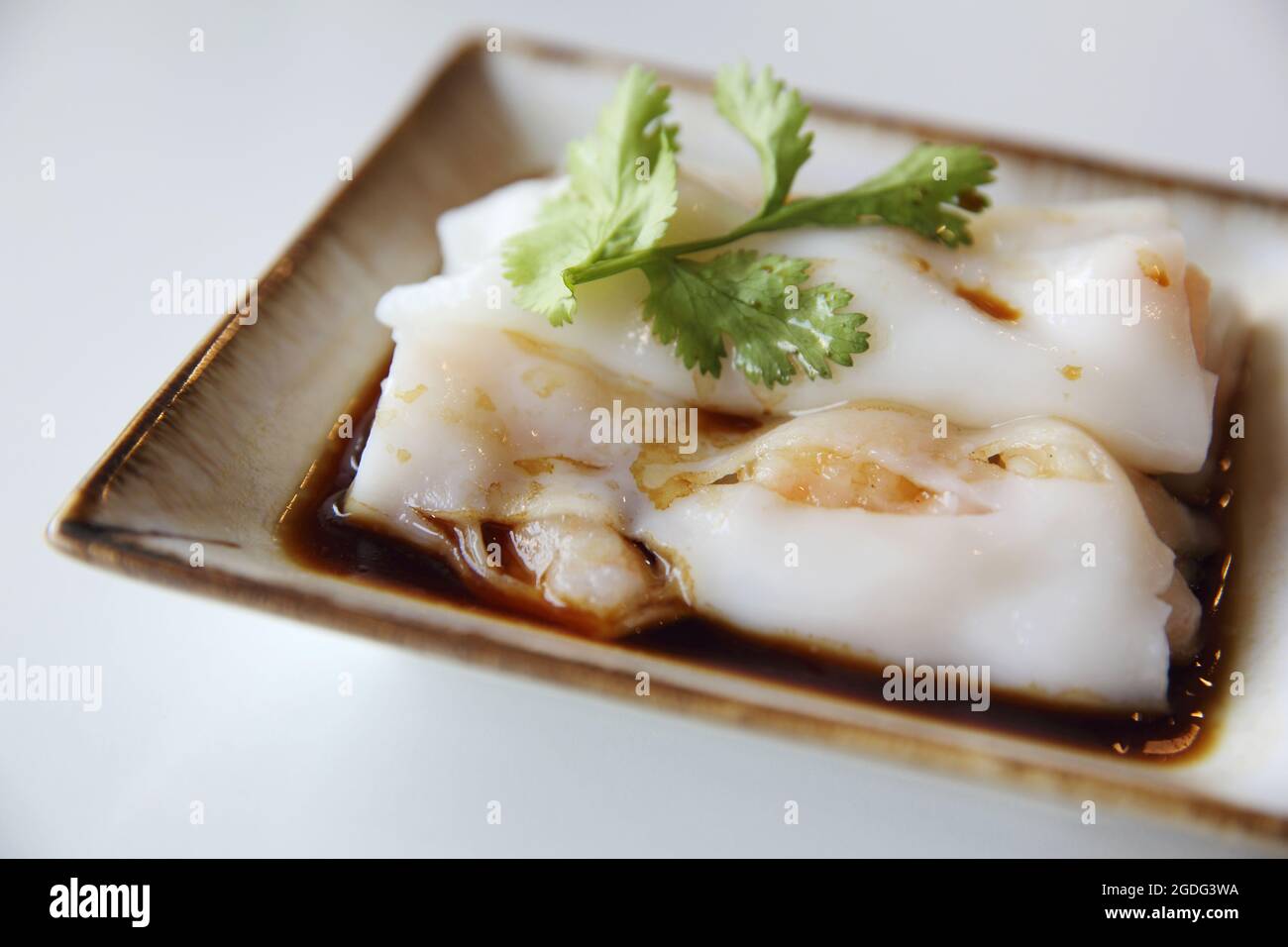 Chinese shrimp spring rolls isolated in white background Stock Photo